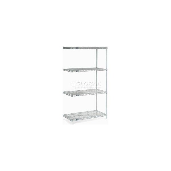 Global Equipment Nexelate Silver Epoxy Wire Shelving Add-On 48"W x 30"D x 54"H A30485EP - main